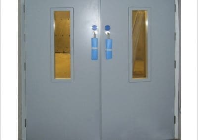 Double doorset with vision panels.