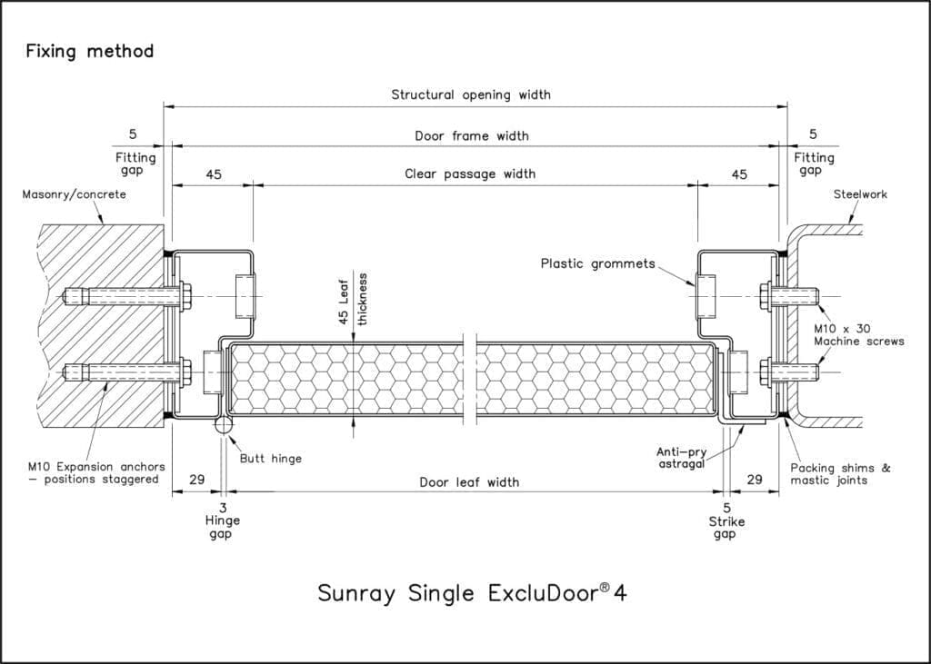 Horizontal Section Single ExcluDoor 4 29mm