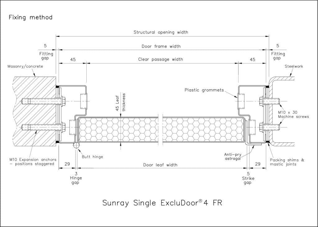 Horizontal Section Single ExcluDoor 4 FR 29mm
