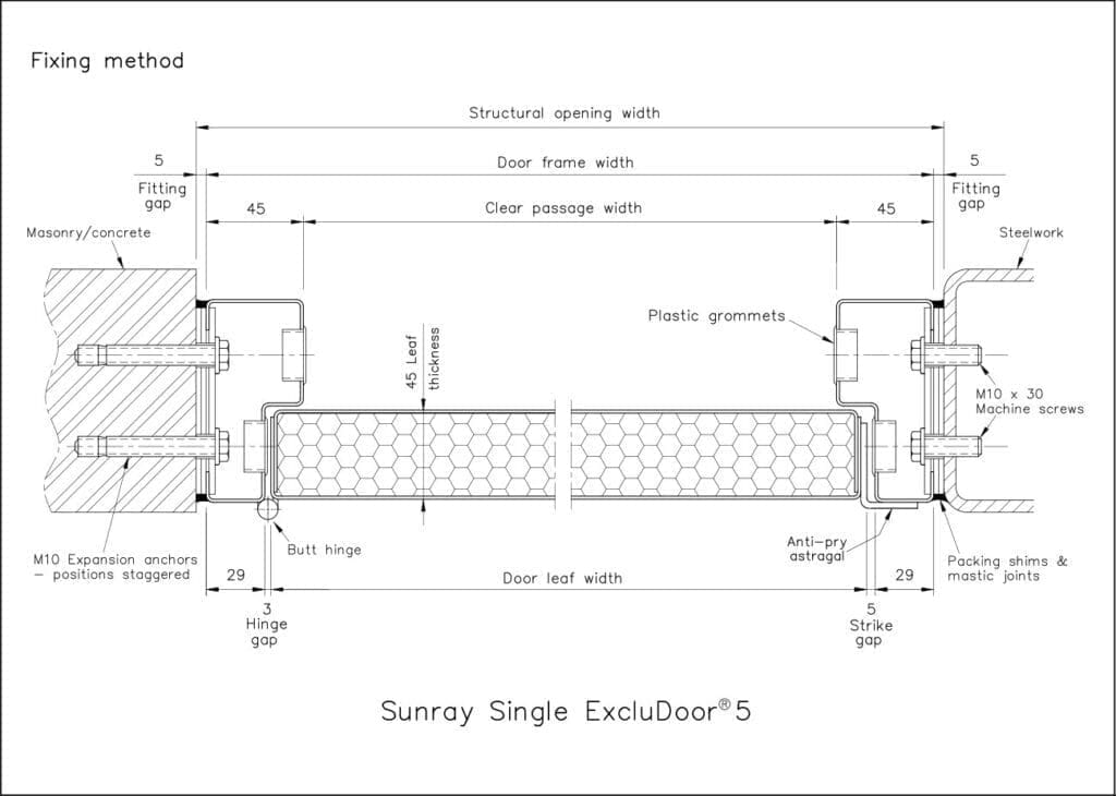 Horizontal Section Single ExcluDoor 5 29mm